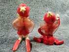 Lot Of 2 vintage 50   s red ceramic Christmas Pixie Elves with Wings 3-4   