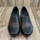Dansko Womens Tenley Black Brown Leather Slip On Clogs Shoes Size 37 Eu 6 5 7 Us