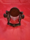 Antique Unique 1800   s Victorian Glass Snail  Cast Iron Tilting Inkwell
