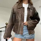 80s Oversize A2 Military Vintage Style Distressed Brown Real Leather Jacket For