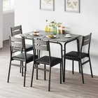 5 Piece Dining Table Set Home Kitchen Breakfast Wooden Top Table With Chairs