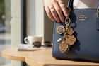 Nwt Coach 17451 Tea Rose Motifs Mix Bag Charm Key Ring Brass Saddle Jeweled Fob