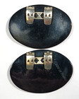 Vtg Shoe Clips   Oval Pearlized Gray With Gold Floral Accents Made In France