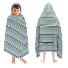  Hooded Bath Towel Wrap - 100  Cotton Terry Large 1 Pack Stripes Blue Multi