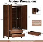 Wardrobe With 2 Doors And 2 Drawers  70 9   h Modern Walnut Bedroom Armoire Closet