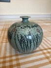 Celadon Porcelain Antique 5 Inch Vase With Korean Marking On Bottom 