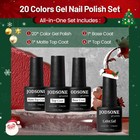 Jodsone 23 Pcs Gel Nail Polish Set With Base Glossy And Matte Top 20set-01a 