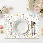 Plastic Placemats Set Of 6  Watercolor Spring Summer Floral Wildflower