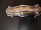 Vintage Silverplate Coffin-shaped Jewelry Box With Blue Velvet Lining