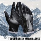 Windproof Touch Screen Ski Gloves Men Leather Gloves Winter Outdoor Riding Warm