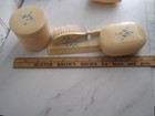 2 Sets Vintage Celluloid Baby Vanity Sets Brush Comb Containers Handpainted
