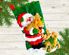 New Finished Bucilla Christmas Stocking Santa s Best Friends Cat   Dog Handmade