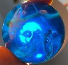 Lot Of 3 Large Art Glass Marbles Blue Swirl   Multicolor Approx  1 75 