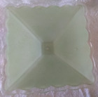 Vintage Mcm Glass Ceiling Light Fixture Shade Cover Light Green Floral Scalloped