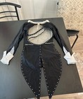 Dance Costume Tuxedo Rhinestone Jazz Tap Solo Competition Black White Child M