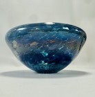 Modern Vintage Art Nouveau Swedish Johansfors Art Glass Vase Blue  Signed Marked