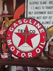 Vintage Texaco Motor Oil Porcelain Sign Texas Gasoline Gas Station Pump Plate
