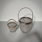 Vintage Beautiful Bohemian Crystal Ice Bucket Silverplated Handle Diamond Pair