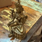 Hinduism Hindu Deity Seated Multi-arm Figure Statue Figurine  Bronze Tone
