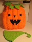 Hallow   s Eve Pumpkin Costume Soft Puffy Sz 18 Mo Orange Green Halloween Stuffed