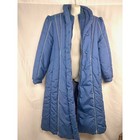 Vintage 1980s Snow Weather Quilted Maxi Coat     Steel Blue Puffer  size 18 