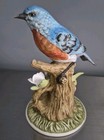 Eastern Bluebird   Flowers Ceramic Hand Painted Bird Figurine 