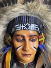 Native American  Spirit Mask  Wall Hanging Fur  Leather    Feathers 21 h X 16  W