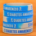 50 Of Diabetes Awareness Wristbands With Ribbons - Debossed Silicone Bracelets