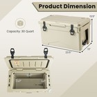 30 Qt Rotomolded Cooler Convenient Handles Ice Retention For 5-7 Days Tan