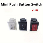 15pcs Mini Rocker Switch Spst On off 2 Pin Ac 250v Red Black - New