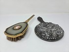 Vintage Heavy Ornate Silver-plated Vanity Mirror   Gold-tone Brush Victorian Lot