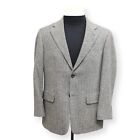 Vintage Tweed Mens Gray Herringbone Wool Sport Coat Suit Jacket Blazer 40 S
