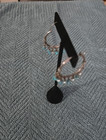 Hoop Earrings Vintage Sterling Silver Beaded Blue Turquoise Stone