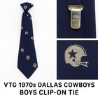 Vtg Dallas Cowboys Nfl Officially Licensed Clip On 70 s Tie Boys Necktie Stars
