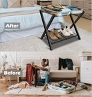 Folding Luggage Rack For Guest Room  Metal Foldable Suitcase Stand Holder Wit   