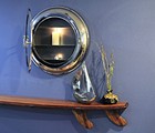 Porthole Mirror 21  Shallow Depth Medicine Cabinet Surface Wall Mounted Aluminum