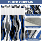 No Hook Shower Curtain And Liner Set Blue Striped Shower Curtain With Snap In Li