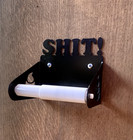 Metal Art Toilet Paper Holder    sh t     W poop Emoji Man Cave Bar Rv Cabin Usa