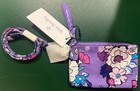 Nwt Vera Bradley Enchanted Garden Zip Id Case And Lanyard Flowers Purple Money