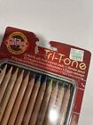 Koh-i-noor Tri-tone Multi-colored Pencil Set  12 Assorted Colors In Tin  New