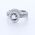 Side Stone Engagement Ring Set 14k Gold Halo 1 25 Ct Round Natural Diamond E Si1