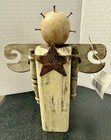 Vintage Wooden Rustic Primitive Spindle Angel Wired Arms Wood Heart Halo Wings