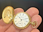 Antique 1905 Elgin 14k Solid Multicolor Gold Hunter Pocket Watch Size 0s Running