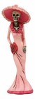 Ebros Dod Skeleton Lady Rosa With Pink And Red Cocktail Gown Figurine 8 25  Tall