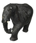 African Elephant Figurine Dark Brown Resin Statue Rugged Looking 5 X 7 X 3 5 