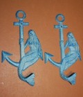 Maritime Mermaid Sailor Anchor Design Bathroom Decor Towel Hooks  Cast Iron n-15