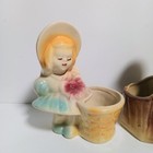 Vintage 1950s Mid Century Shawnee Pottery Planter Boy And Girl Figures