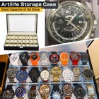    24 Slots Watch Box Pu Leather Watch Case Organizer Watch Display Case Lockable   