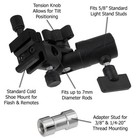 Elite Flash Umbrella Bracket - Swivel tilt Head  Light Stand Mount For Flash