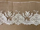 9 Yds Vintage Scalloped Natural Floral Cotton Embroidered On Ilusion Net Lace 